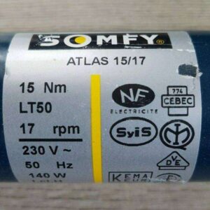 Somfy-Atlas-LT50-15/17-Etikett-Silber-Rohrmotor-Rolladenmotor-Reparatur