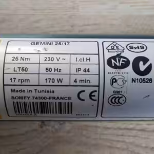 Somfy Gemini 2517 LT50 Etikett Gelbweiss