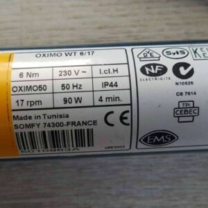 Somfy-Oximo-50-WT-6/17-Etikett-Gelb/Weiss-Rohrmotor-Rolladenmotor-Reparatur