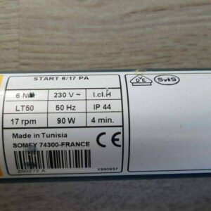 Somfy-START-6/17-PA-LT50-Etikett-Weiß-Gelb-Rohrmotor-Rolladnmotor-Reparatur