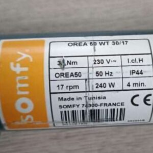 Somfy Orea 50 RTS 15/17 5005474 Motoretikett Rohrmotor Reparatur