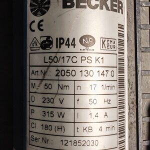 Becker L50-17C PS K1 Antrieb 20501301470 Typenschild