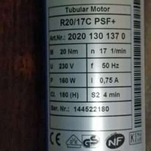 Becker R40/17C PSF+ Antrieb 20401301420 Rohrmotor