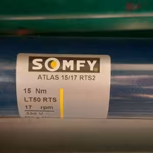 Somfy Atlas 15/17 RTS2 LT50 RTS moteur tubulaire plaque signalétique