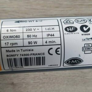 Somfy Oximo 50 WT 30/17 Rohrmotor 5010967